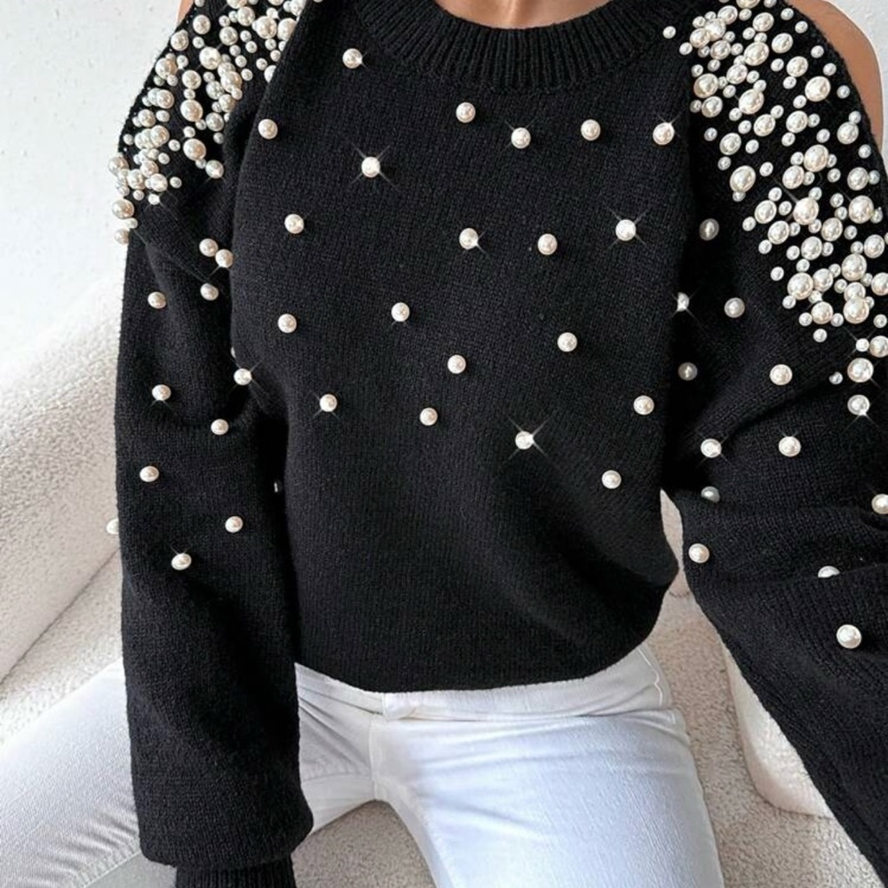 Black Pearl Embellished Sweater